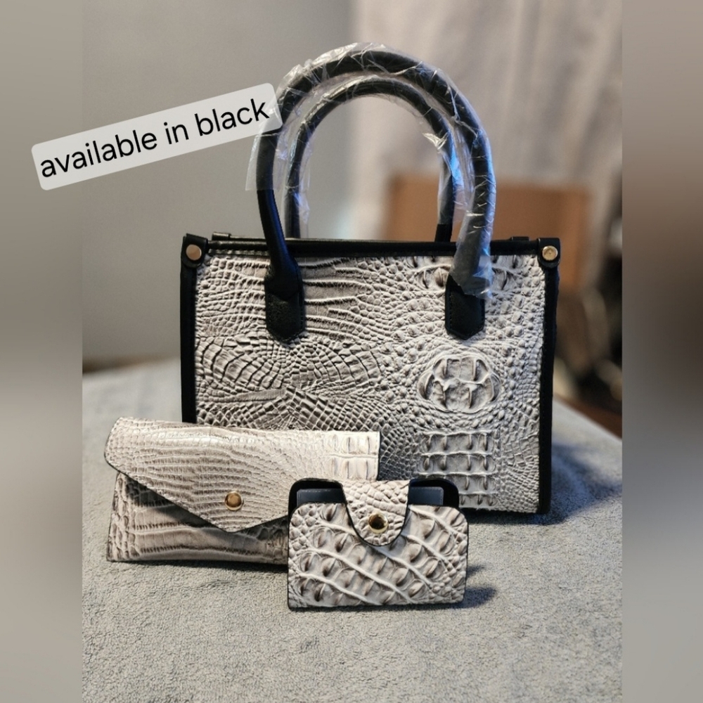 NEW!! CROCODILE PATTERN HANDBAG 3PCS SET